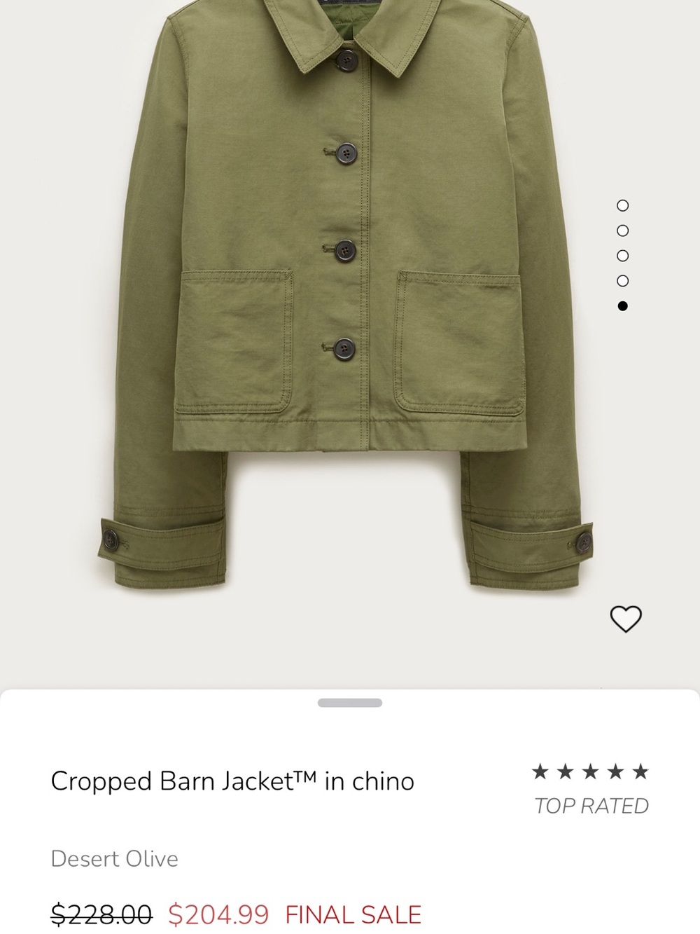 JCrew Olive Green Cropped barn Jacket Sz S - Picture 5 of 10